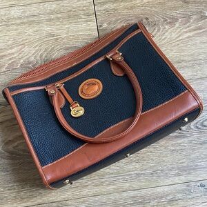 Dooney & Bourke Black and Brown Pebbled Leather Satchel